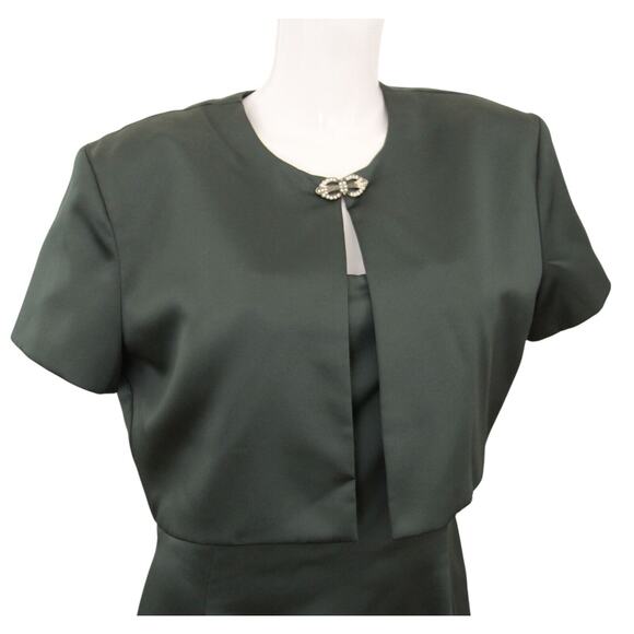 Vintage Scott McClintock Green Satin Gown & Jacket Holiday Occasion 16 - Picture 2 of 8